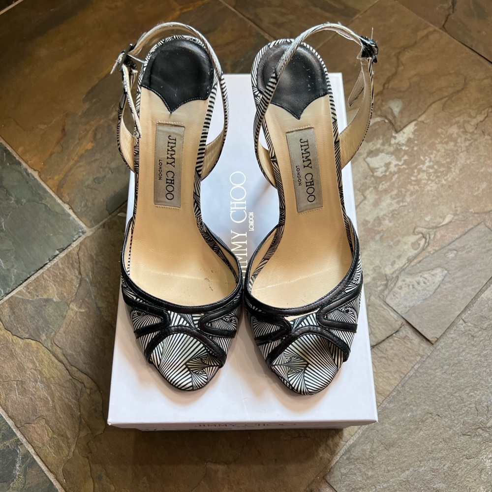 Jimmy Choo Hansel printed silk/Nappa black